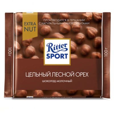 Шоколад Ritter Sport молочный с цельным лесным орехом