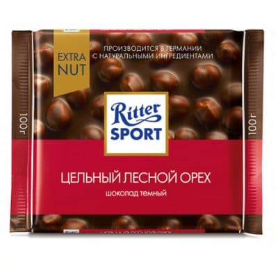 Шоколад Ritter Sport темный с цельным лесным орехом